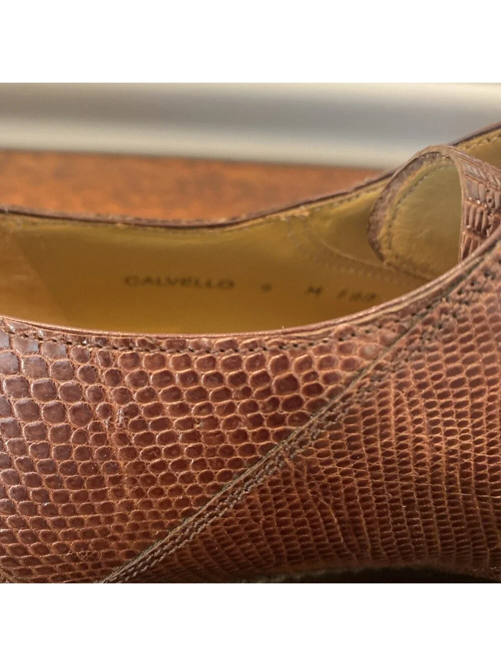 Mezlan Genuine Lizard Luxury Platinum Calvello Brown Men’s Size 9M Made In Spain